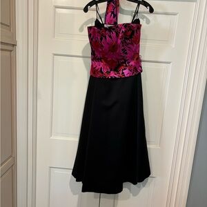 Floral Pink and Black Dress